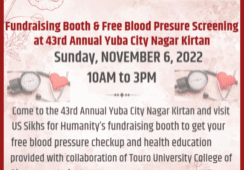 Yuba City Nagar Kirtan blood pressure screening poster